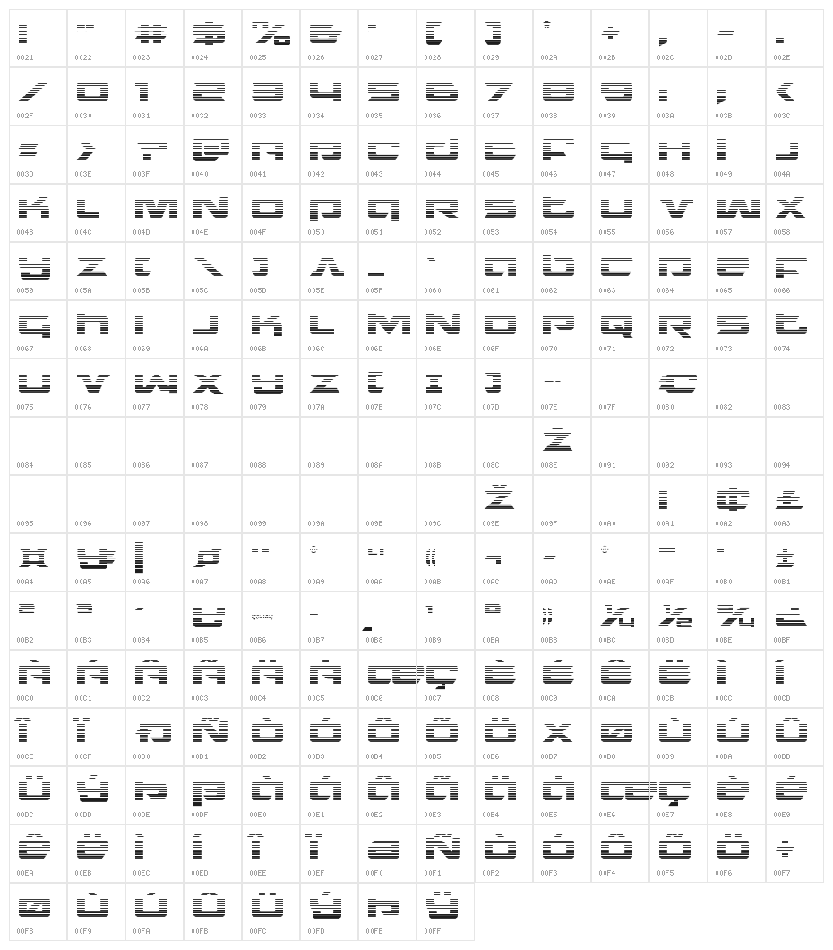 Northstar Gradient Regular Character Map