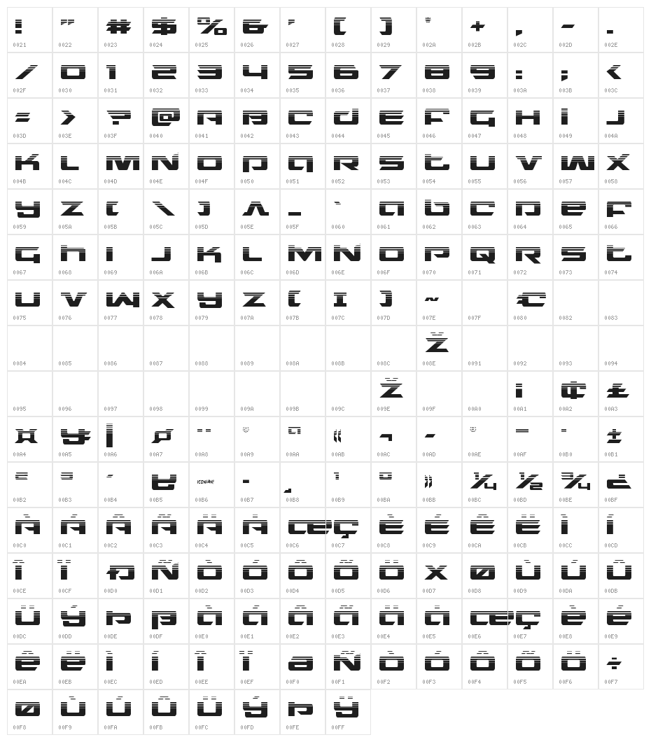 Northstar Halftone Character Map