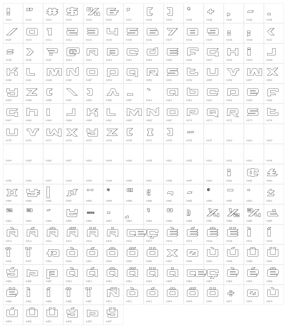 Northstar Outline Character Map
