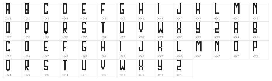 Northwest Regular Character Map
