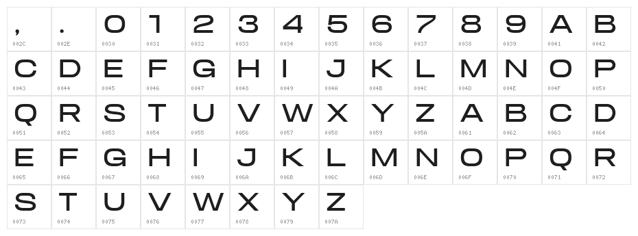 Norvas DEMO Expanded Character Map