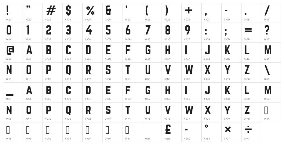 Norwester Regular Character Map