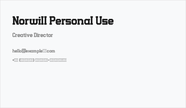 Norwill Personal Use Business Card