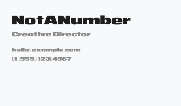 NotANumber Business Card