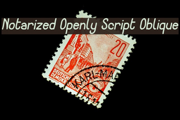 Notarized Openly Script Oblique Font examples