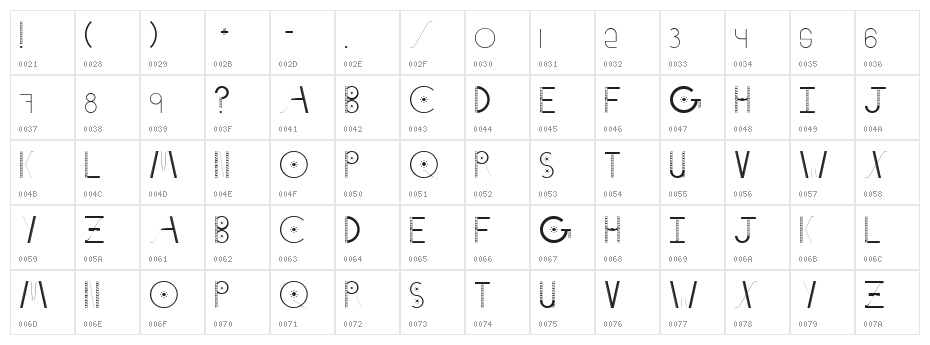 Notch Eight Regular Character Map