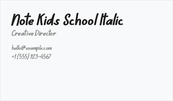 Note Kids School Italic Business Card