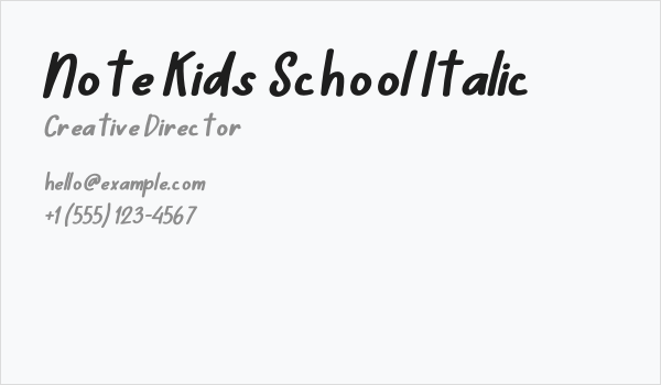 Note Kids School Italic Business Card