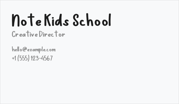 Note Kids School Business Card