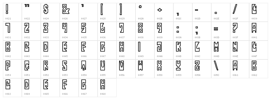 NothingInbetween Character Map