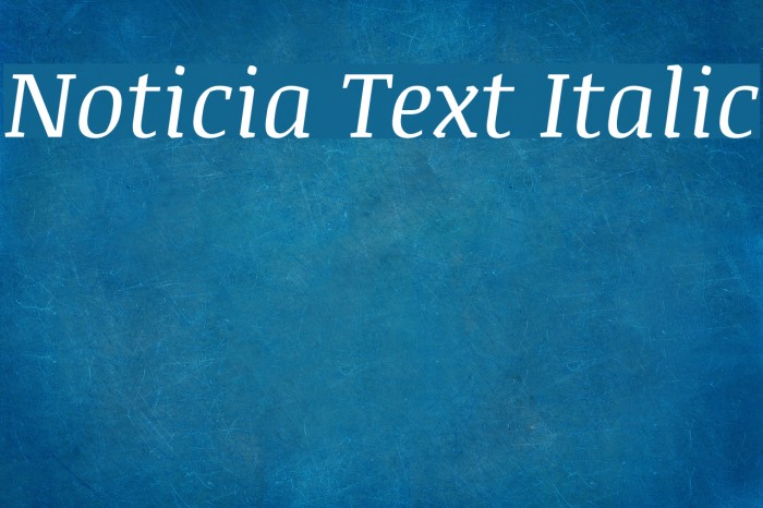 Noticia Text Italic Font examples