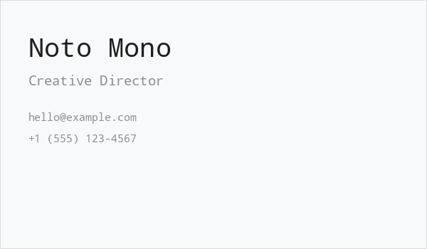 Noto Mono Business Card