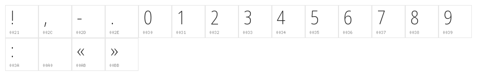 Noto Sans Arabic Condensed ExtraLight Character Map