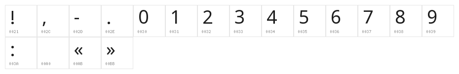 Noto Sans Arabic Regular Character Map
