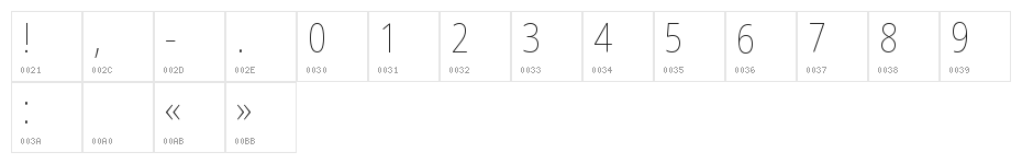 Noto Sans Arabic UI Condensed Thin Character Map