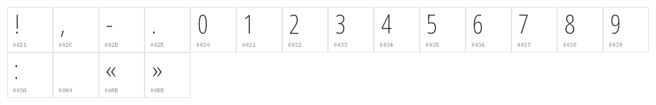 Noto Sans Arabic UI ExtraCondensed ExtraLight Character Map