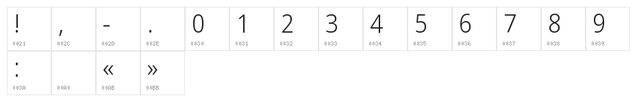 Noto Sans Arabic UI SemiCondensed Light Character Map