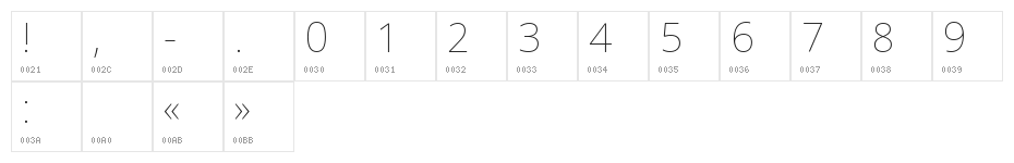 Noto Sans Arabic UI Thin Character Map