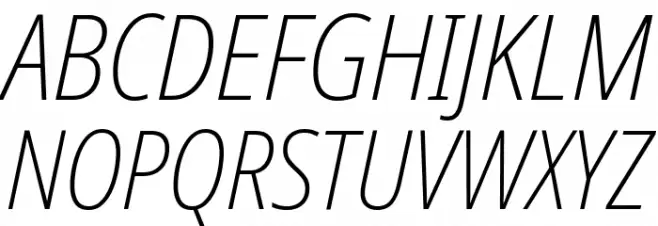 Noto Sans Condensed ExtraLight Italic Fonte MAIÚSCULAS