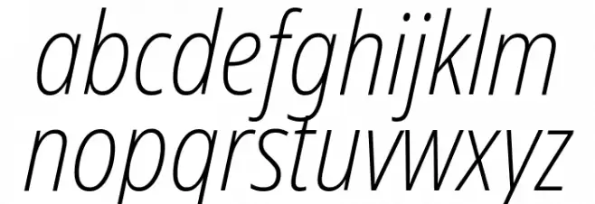Noto Sans Condensed ExtraLight Italic Caratteri MINUSCOLO
