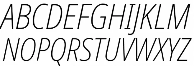 Noto Sans Condensed ExtraLight Italic Schriftart Groß