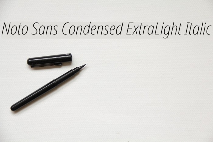 Noto Sans Condensed ExtraLight Italic Font examples