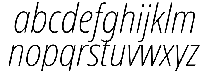 Noto Sans Condensed ExtraLight Italic Font LOWERCASE