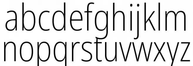 Noto Sans Condensed ExtraLight Caratteri MINUSCOLO