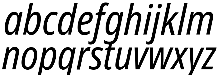 Noto Sans Condensed Italic Font LOWERCASE