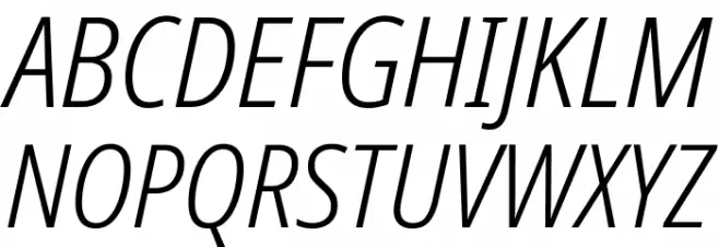 Noto Sans Condensed Light Italic Schriftart Groß