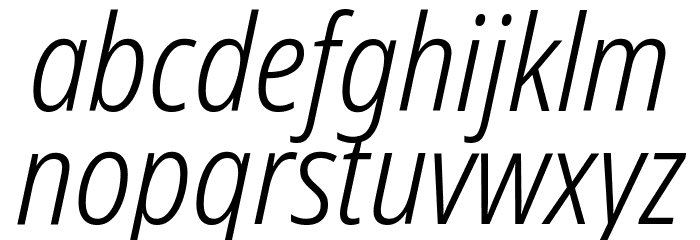 Noto Sans Condensed Light Italic Font LOWERCASE
