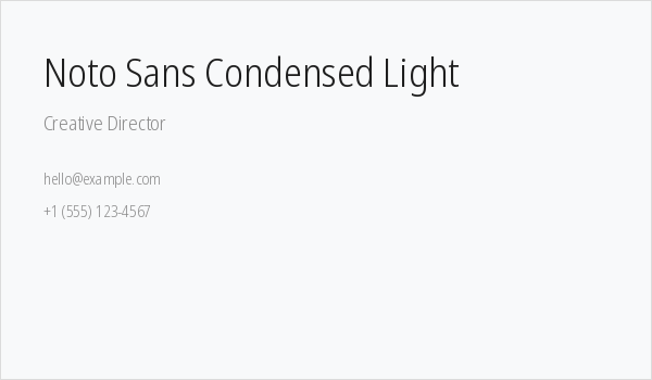 Noto Sans Condensed Light Business Card