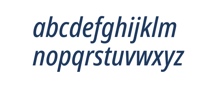 Noto Sans Condensed Medium Italic Lowercase