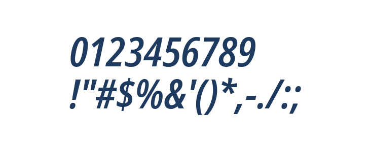 Noto Sans Condensed SemiBold Italic Other Characters