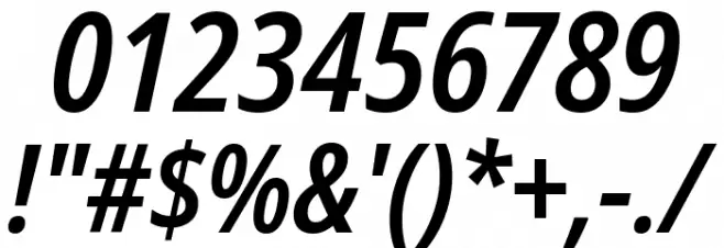 Noto Sans Condensed SemiBold Italic Font OTHER CHARS