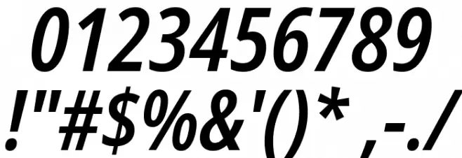 Noto Sans Condensed SemiBold Italic Font OTHER CHARS