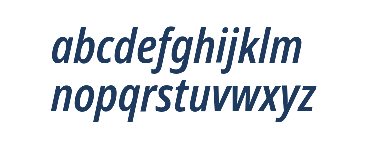Noto Sans Condensed SemiBold Italic Lowercase