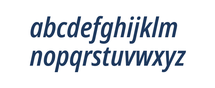 Noto Sans Condensed SemiBold Italic Lowercase