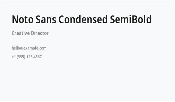 Noto Sans Condensed SemiBold Business Card