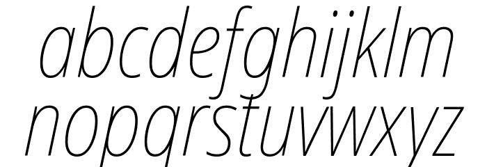 Noto Sans Condensed Thin Italic Font LOWERCASE