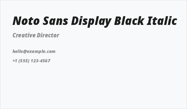 Noto Sans Display Black Italic Business Card