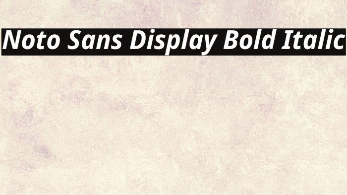 Noto Sans Display Bold Italic Font examples