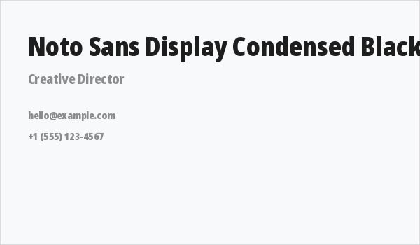 Noto Sans Display Condensed Black Business Card
