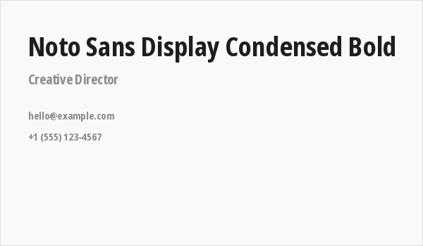Noto Sans Display Condensed Bold Business Card