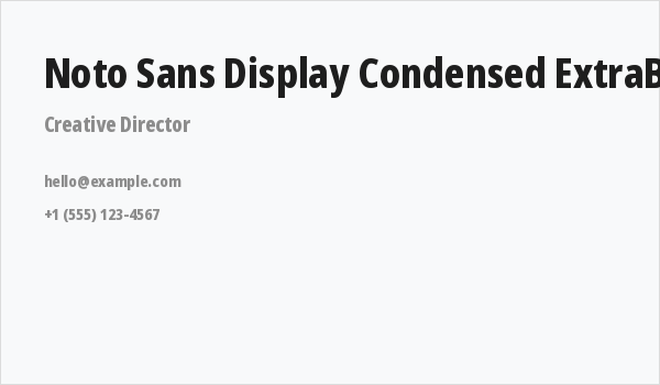 Noto Sans Display Condensed ExtraBold Business Card