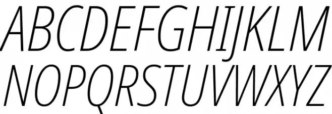 Noto Sans Display Condensed ExtraLight Italic 字体 大写