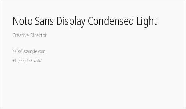 Noto Sans Display Condensed Light Business Card