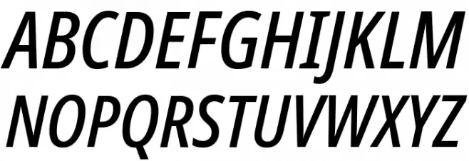Noto Sans Display Condensed Medium Italic Caratteri MAIUSCOLE