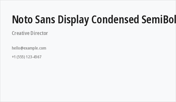 Noto Sans Display Condensed SemiBold Business Card