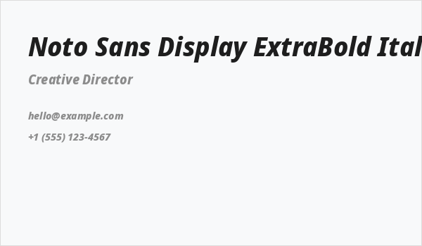 Noto Sans Display ExtraBold Italic Business Card